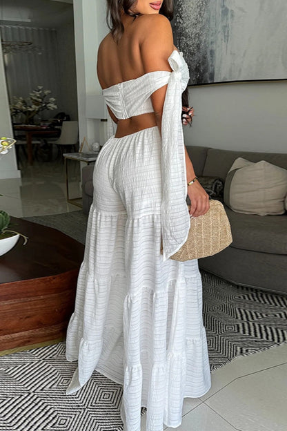 Sexy Casual Backless Belted Off Shoulder Fitted Jumpsuits