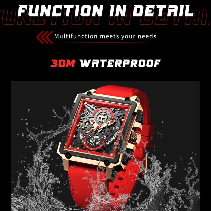 Alloy Quartz 3ATM Silicone Watch(5 Colors)