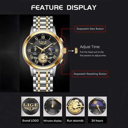 Zinc Alloy Quartz 3ATM Stainless Watch(5 Colors)