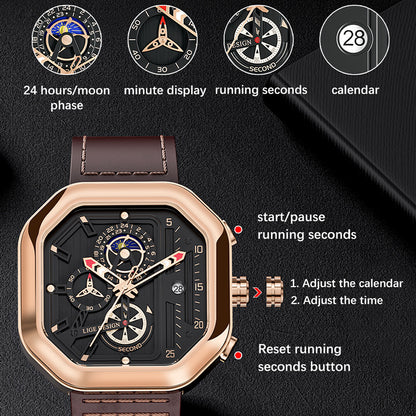 Zinc Alloy Quartz 3ATM Leather Watch(4 Colors)