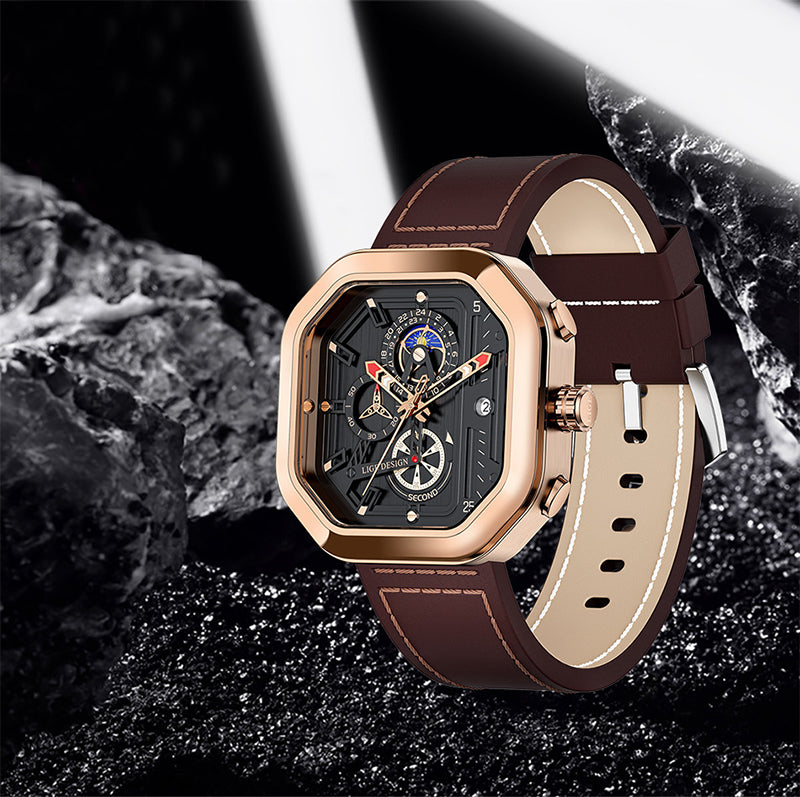 Zinc Alloy Quartz 3ATM Leather Watch(4 Colors)