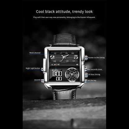 Alloy Quartz 3ATM Leather Watch