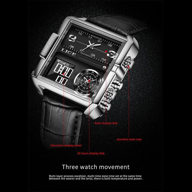 Alloy Quartz 3ATM Leather Watch