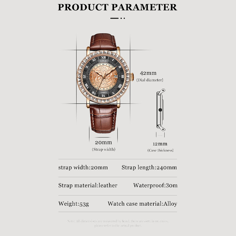 Zinc Alloy Quartz 3ATM Leather Watch(5 Colors)