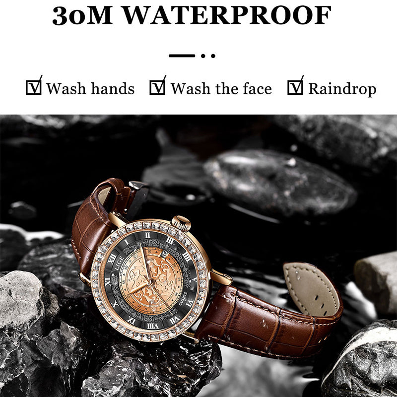 Zinc Alloy Quartz 3ATM Leather Watch(5 Colors)