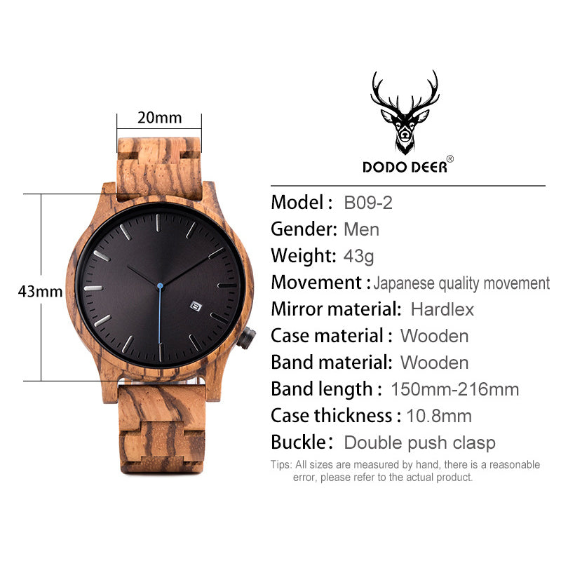 Wood Quartz 3ATM Wood Watch