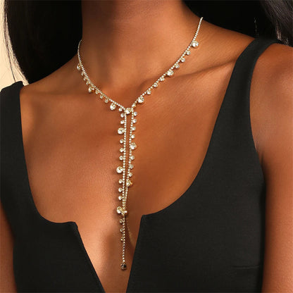 Fashion Patchwork Rhinestone Asymmetrical Necklaces